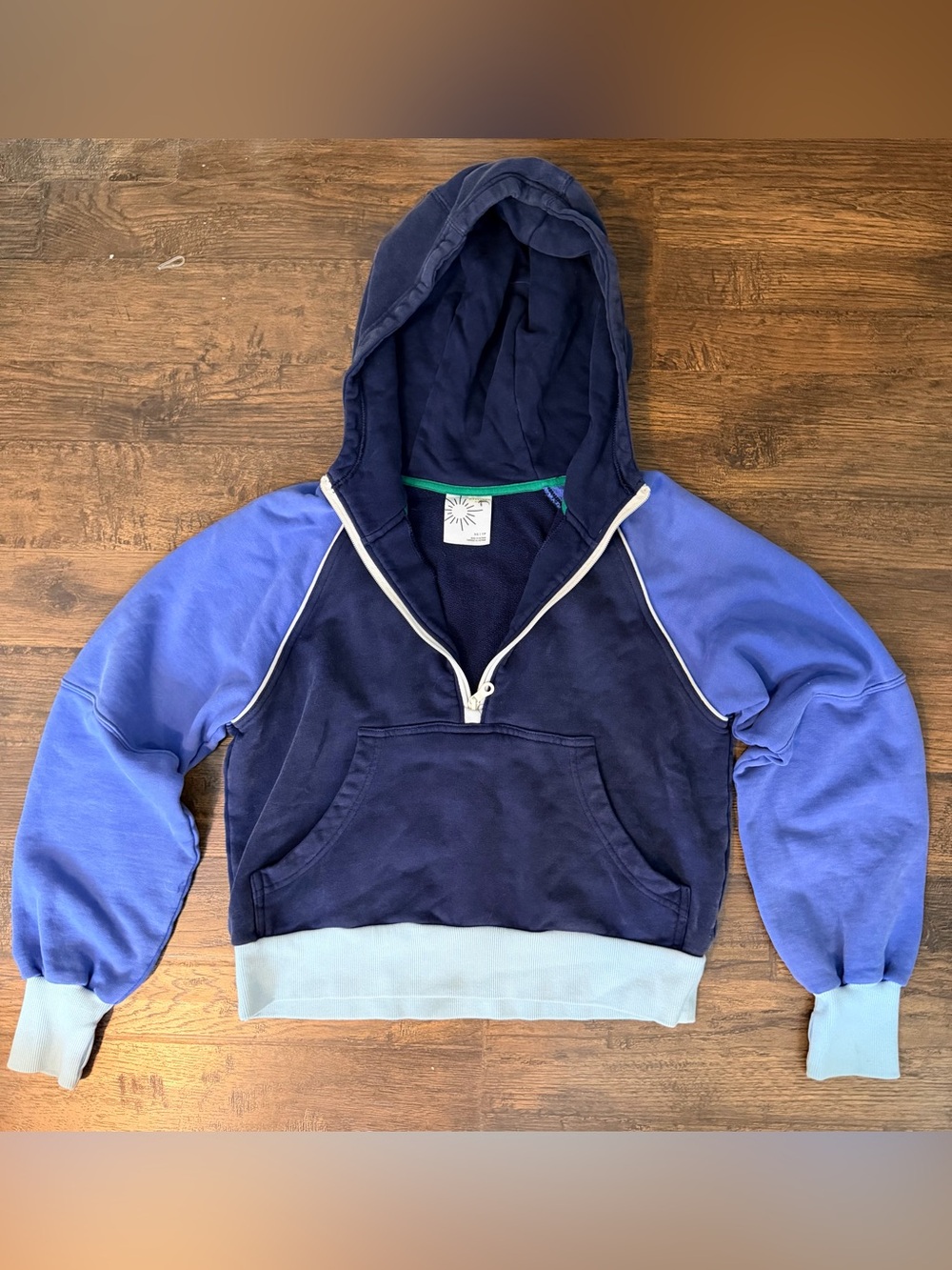 Aerie Offline Navy & Periwinkle Half-Zip Hooded Pullover